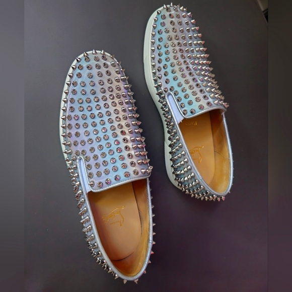 Christian Louboutin iridescent all-over spike studded slip on sneakers main image 4